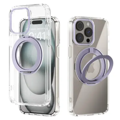 ABEEL Q-LUCK iPhone 15 Pro Skal Shockproof med Kickstand Lila