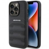 AMG iPhone 15 Pro Mobilskal Läder Debossed Lines - Svart