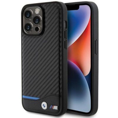 BMW Mobilskal till iPhone 15 Pro Läder Carbon - Svart