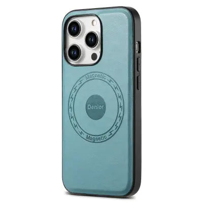 DENIOR iPhone 15 Pro Fodral i äkta läder - Blå