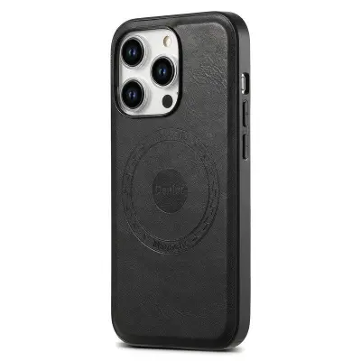 DENIOR iPhone 15 Pro Fodral i äkta läder - Svart