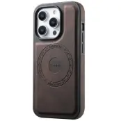 DENIOR iPhone 15 Pro Fodral Läder + PC + TPU - Brun