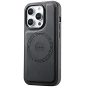 DENIOR iPhone 15 Pro Fodral Läder + PC + TPU - Svart