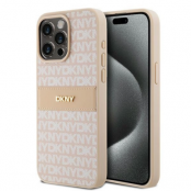 DKNY iPhone 15 Pro Mobilskal Läder Mono Stripe & Metal Logo