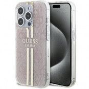 Guess iPhone 15 Pro Mobilskal Gold Stripes - Rosa