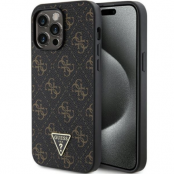 Guess iPhone 15 Pro Mobilskal Triangle Metall Logo - Svart