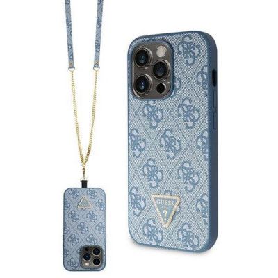 Guess Mobilskal till iPhone 15 Pro Crossbody Metall Logo - Blå