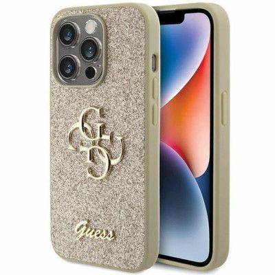 Guess Mobilskal till iPhone 15 Pro Glitter Script Big - Guld