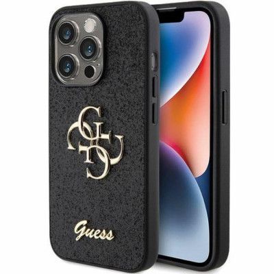 Guess Mobilskal till iPhone 15 Pro Glitter Script Big - Svart