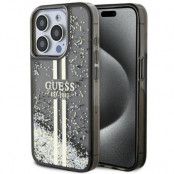 Guess iPhone 15 Mobilskal Liquid Glitter Gold Stripes