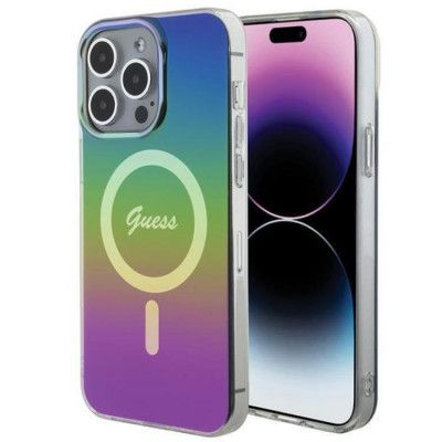 Guess iPhone 15 Pro Mobilskal Magsafe IML Iridescent - Svart