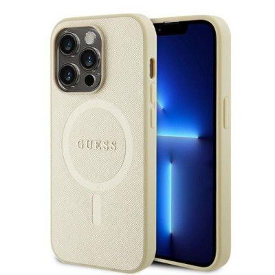 Guess Mobilskal till iPhone 15 Pro Magsafe Saffiano - Guld