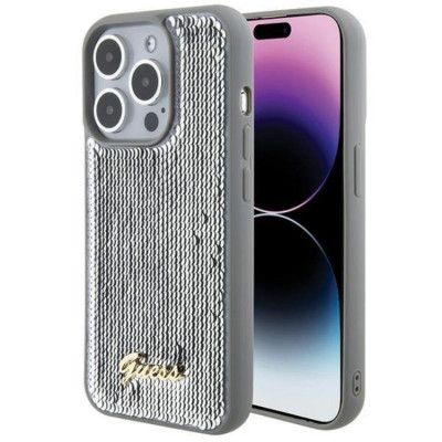 Guess Mobilskal till iPhone 15 Pro Sequin ScriptMetal - Silver