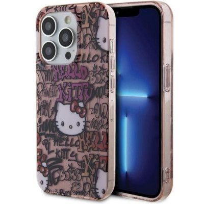 Hello Kitty Mobilskal till iPhone 15 Pro IML Tags Graffiti - Rosa