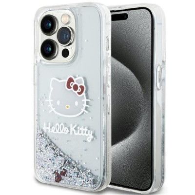Hello Kitty Mobilskal till iPhone 15 Pro Liquid Glitter Charms