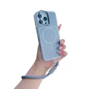 iPhone 15 Pro Mobilskal MagSafe Lens Kickstand med Handrem - Grå (Grå)