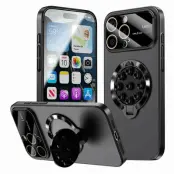 iPhone 15 Pro Mobilskal Magsafe Sugkopphållare Kickstand - Svart
