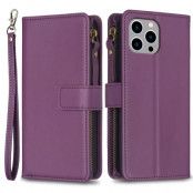 iPhone 15 Pro Plånboksfodral Zipper Flip - Lavender