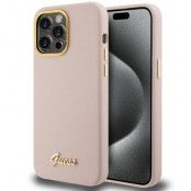 Guess iPhone 15 Pro Rose Silikonfodral Metal Logo