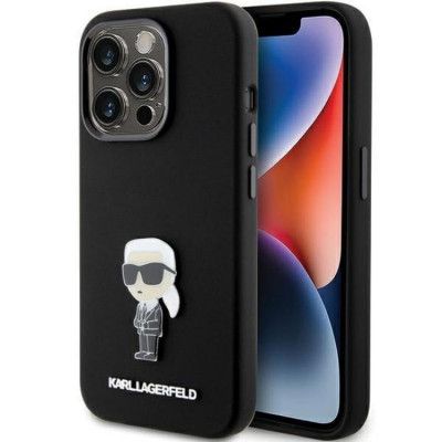 KARL LAGERFELD Mobilskal till iPhone 15 Pro Ikonik Metal Pin