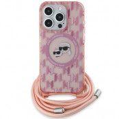 Karl Lagerfeld iPhone 15 Pro Mobilskal MagSafe IML Crossbody - Rosa