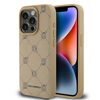 Karl Lagerfeld Mobilskal till iPhone 15 Pro MagSafe Karl Heads - Beige