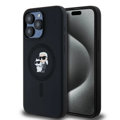 Karl Lagerfeld Mobilskal till iPhone 15 Pro Magsafe Silikon - Svart
