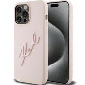 KARL LAGERFELD iPhone 15 Pro Mobilskal Silikon Karl Script - Rosa