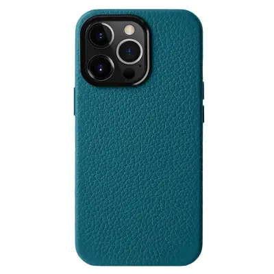 MELKCO iPhone 15 Pro Fodral Magnetisk Skal Äkta Läder + PC - Blå