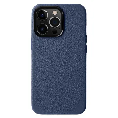 MELKCO iPhone 15 Pro Fodral Magnetisk Skal Äkta Läder + PC - Mörkblå