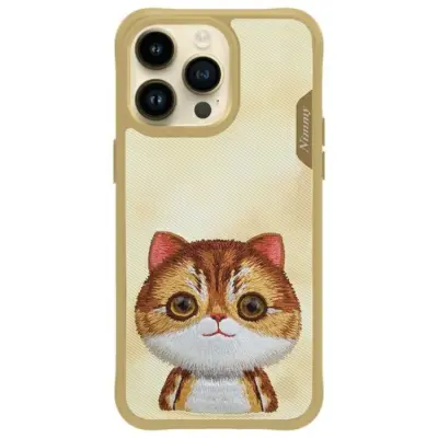 Nimmy iPhone 15 Pro Mobilskal Cool&Cute 2.0 Cat - Khaki