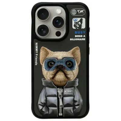 Nimmy iPhone 15 Pro Mobilskal Cool&Cute 2.0 Dog - Svart
