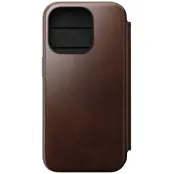 Nomad Modern Horween Leather Folio (iPhone 15 Pro) - Brun