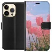 Plånboksfodral till Apple iPhone 15 Pro med Rosa Tulpaner