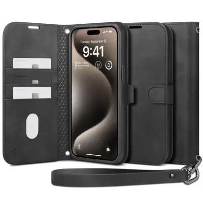 Spigen iPhone 15 Pro Plånboksfodral'S'Pro - Svart