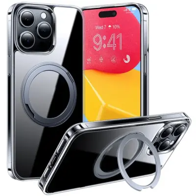 Torras iPhone 15 Pro Mobilskal Magsafe Kickstand - Transparent