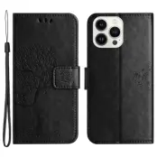 Trolsk Tree and Owl Wallet (iPhone 15 Pro) - Svart