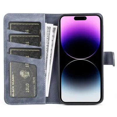 Trolsk Plånboksfodral Vågigt med Stativfunktion (iPhone 15 Pro) - Blå