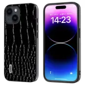 ABEEL iPhone 15 Fodral Anti-fall Krokodil Textur Svart