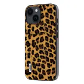 ABEEL iPhone 15 Fodral Leopard Textur PU Läder Guld