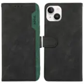 ABEEL iPhone 15 Plånboksfodral RFID Blocker Ställ Konstläder Svart