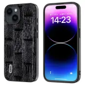 ABEEL iPhone 15 Plånboksfodral Shockproof Mahjong Textur Svart