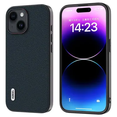 ABEEL iPhone 15 Mobilskal Stöttålig Äkta Läder Grön