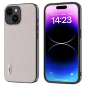 ABEEL iPhone 15 Fodral Stöttåligt Äkta Läder Grå