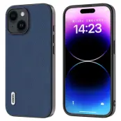 ABEEL iPhone 15 Mobilskal Äkta Läder Litchi - Blå
