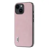 ABEEL iPhone 15 Skal, Läderlook PU + TPU, Anti-drop, Rosa