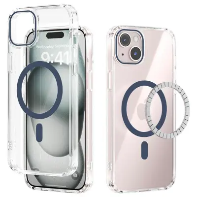 ABEEL iPhone 15 Skal MagSafe Anti Scratch Klar TPU Blå