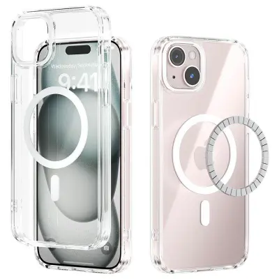 ABEEL iPhone 15 Skal MagSafe Anti Scratch Klar TPU Vit