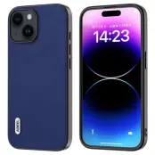 ABEEL iPhone 15 Skyddande Fodral Texturerad PU Läder Mörkblå