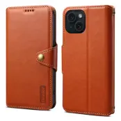 DENIOR iPhone 15 Plånboksfodral Äkta Läder med Ställ - Brun